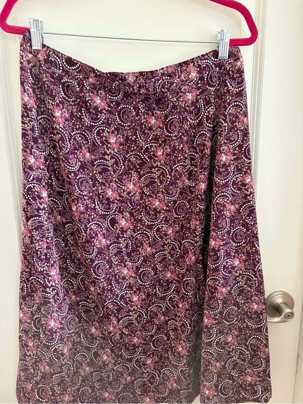 Christopher & Banks Floral Maxi Skirt in Burgundy with Pink and Cream Accents